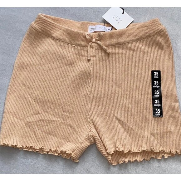 Zara Other - Zara girls Kids pink blush Scalloped Ribbed Knit Shorts 11-12 NWT 152cm soft